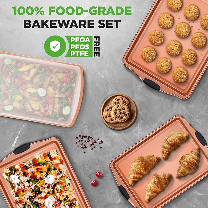 NutriChef 5‑Piece Non‑Stick Bakeware Set – Premium Carbon Steel Baking Pans Set - Image 5