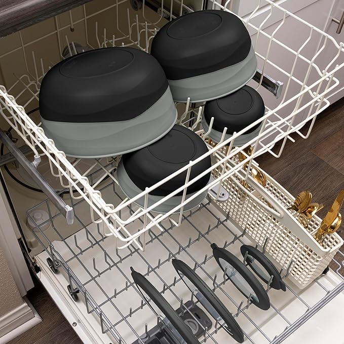 Pera Mixing Bowls with Lids Set, 8 Piece, BPA Free Nesting Kitchen Bowl Set - Image 6