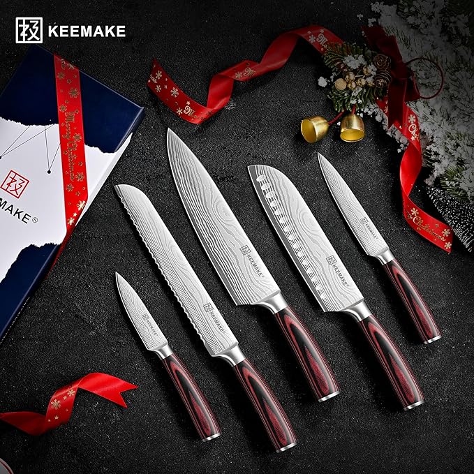 KEEMAKE Knife Set 5 Pieces, Professional Kitchen Knife Set, High Carbon - Image 8