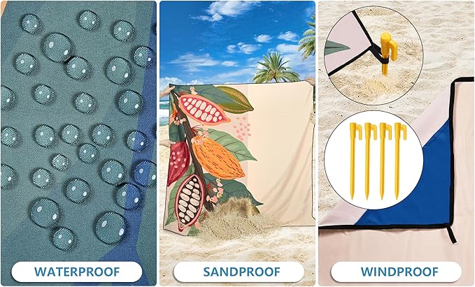 HIHOHO Beach Blanket Waterproof Sandproof Extra Large Beach Mat 79" X - Image 3
