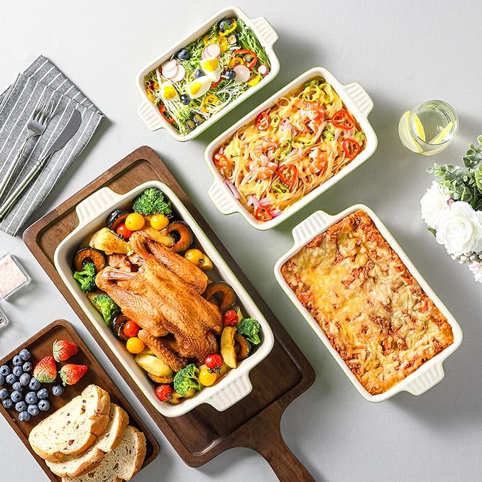 MALACASA Bakeware Set of 4, Porcelain Baking Pans Set - Image 5