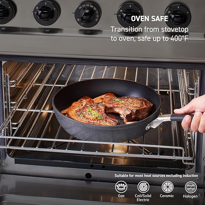 T-fal Stone Force Platinum Non Stick Cookware Set 12 Piece, Oven Broiler Safe - Image 6