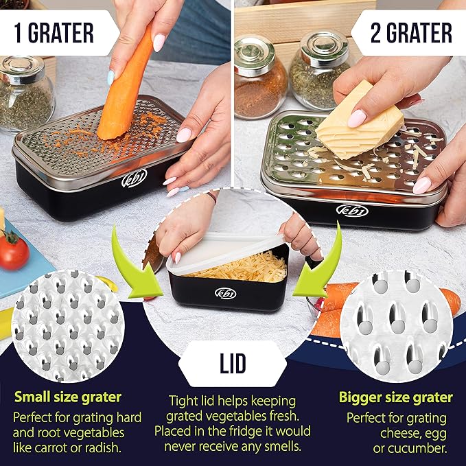 Cheese Grater with Container and Lid & Peeler Set - Image 4