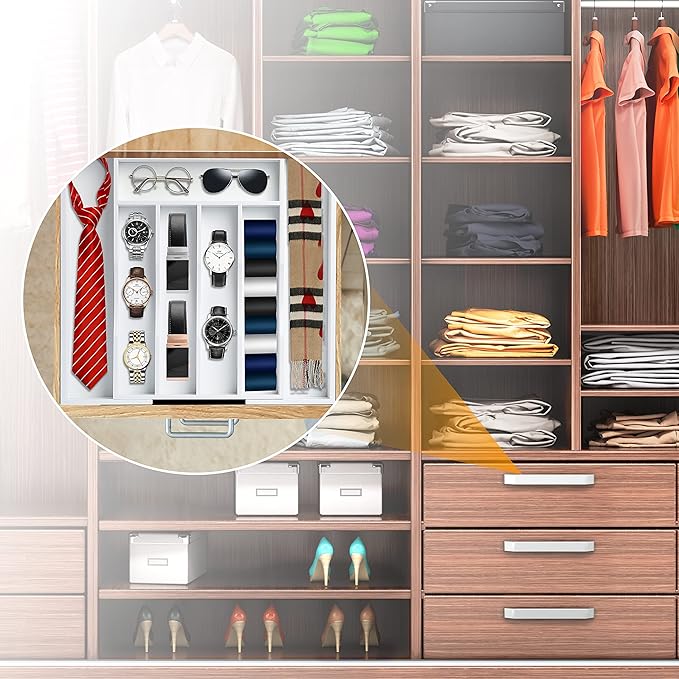 Bellsal White Silverware Organizer Kitchen Drawer Organizer Expandable Bamboo - Image 7