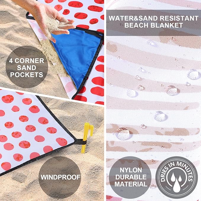 HIHOHO Beach Blanket Waterproof Sandproof Extra Large Beach Mat 79" X - Image 3