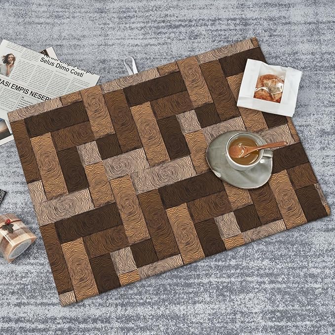 Brown Beige Dish Drying Mat Parquet Pattern Wooden Style Drying Rack Pad - Image 7