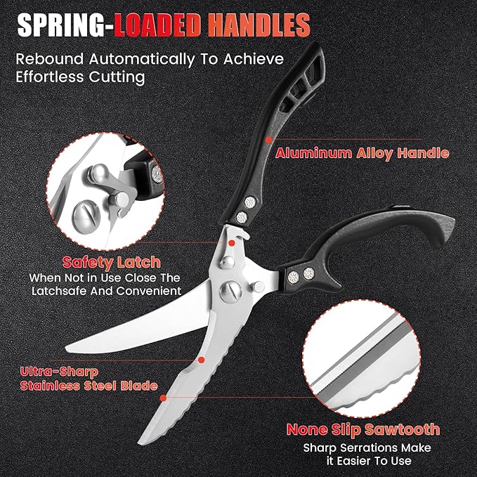 ANDONG Heavy Duty Kitchen Scissors, Professional Poultry Shears, Cooking - Image 2