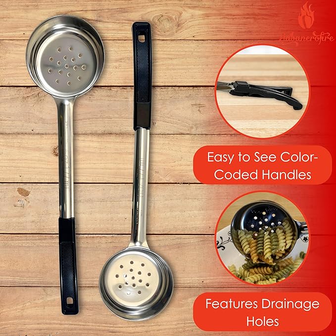 6 Ounce Slotted Stainless Steel Portion Control Ladle Spoon - Image 2