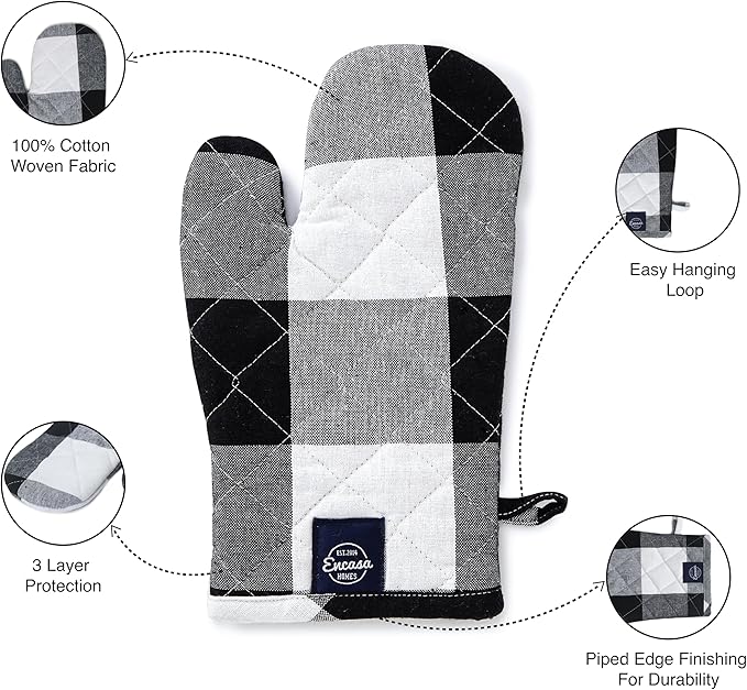 Encasa XO Long 12"x7" Oven Microwave Hand Gloves Mitts - Image 5