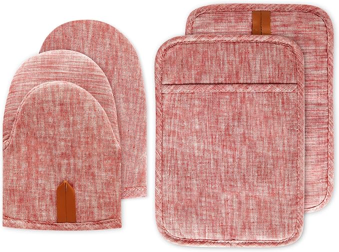 4Pcs Heat Resistant Oven Mitts & Potholders, Flexible Kitchen Accessories by Unknown