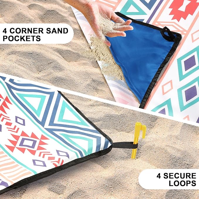 HIHOHO Beach Blanket Waterproof Sandproof Extra Large Beach Mat 79" X - Image 3