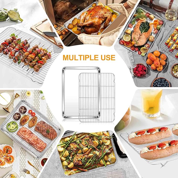 Homikit Baking Sheet with Rack Set, 20x14 Inches Large Stainless Steel Cookie - Image 8
