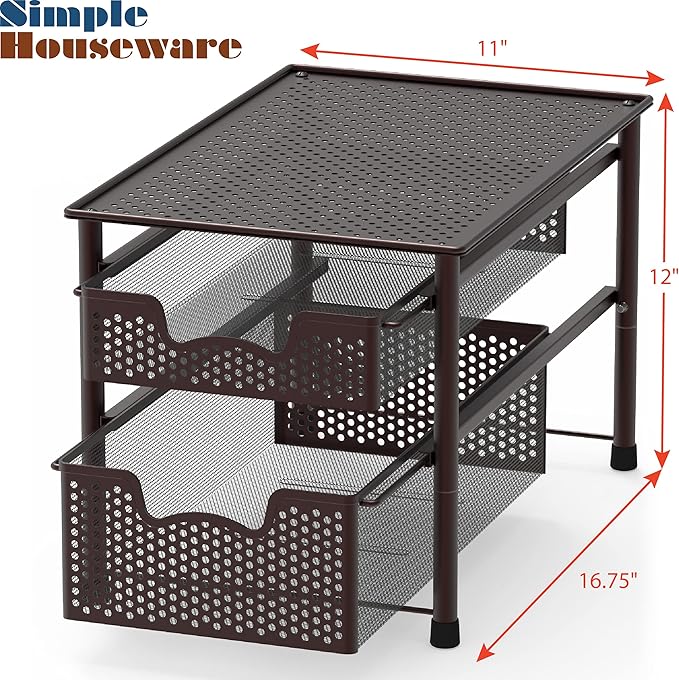 Simple Houseware Stackable 2 Tier Sliding Basket Organizer Drawer - Image 3