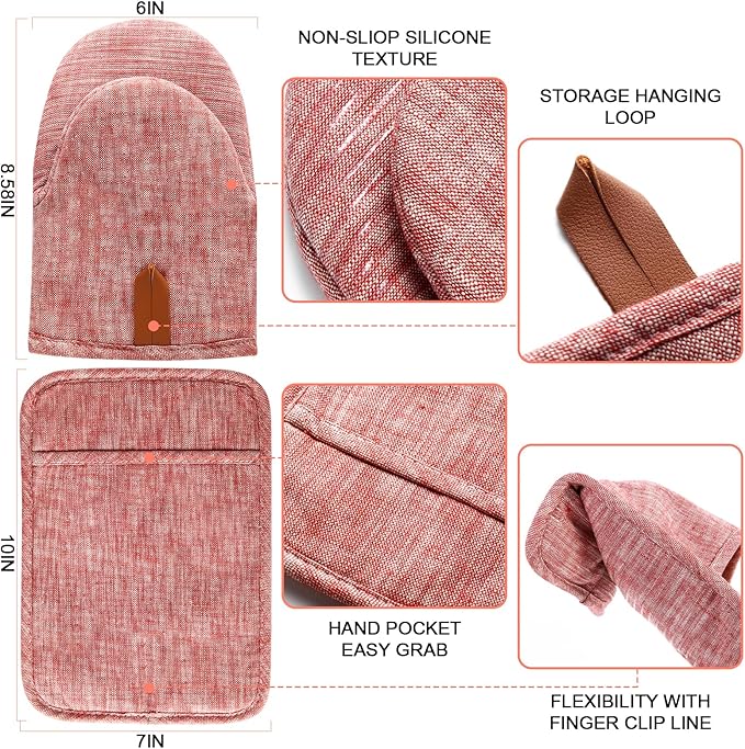 4Pcs Heat Resistant Oven Mitts & Potholders, Flexible Kitchen Accessories - Image 2