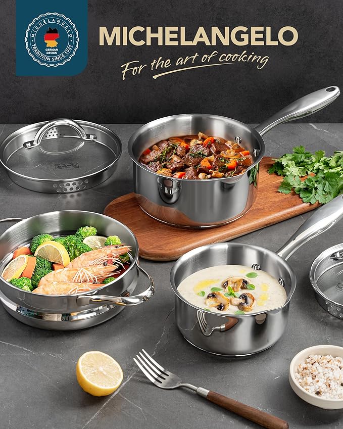 MICHELANGELO Stainless Steel Sauce Pot Set - Image 7