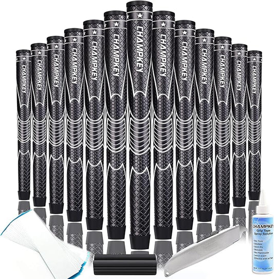 ++Champkey CHAMPKEY Comfortable Polyurethane Golf Grips 13 Pack - Multi Texture Control Golf Club Grips - Come with Full Repair Kits