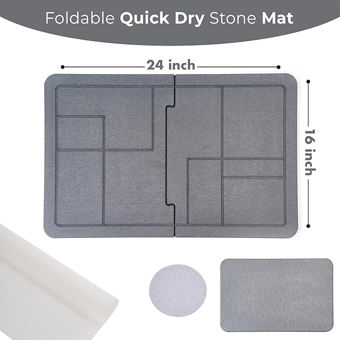 Large Stone Drying Mat for Kitchen Counter, Quick Dry Stone Dishes Mats - Image 2