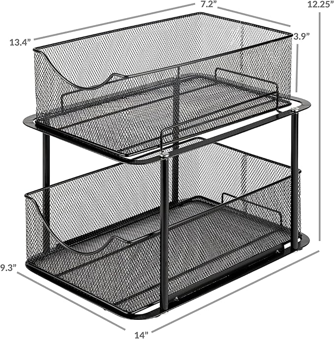 Sorbus 2 Tier Metal Under Sink Organizer - Image 3