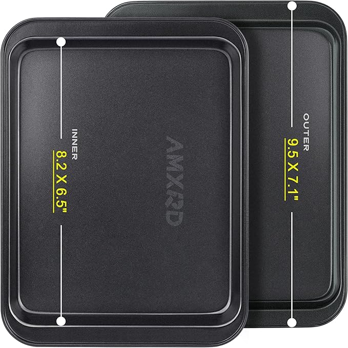 Small Baking Sheets, Nonstick Baking Toaster Oven Tray Cookie Sheet, 1 or 2 - Image 2