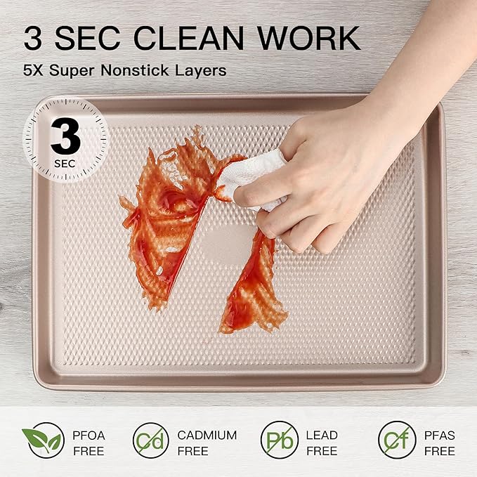 HONGBAKE 2 Pack Jelly Roll Pan 15x10, Commercial Cookie Sheets - Image 5