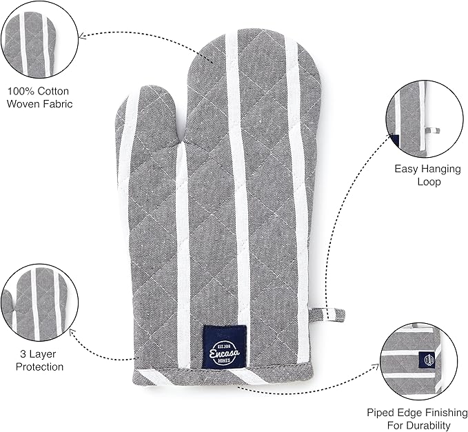 Encasa XO Long 12"x7" Oven Microwave Hand Gloves Mitts - Image 5