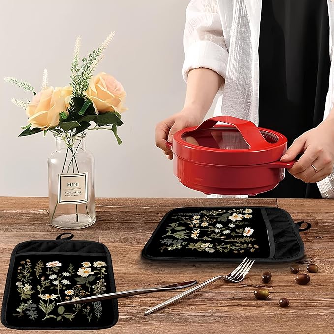Dark Floral Botanical Pot Holders - Image 5